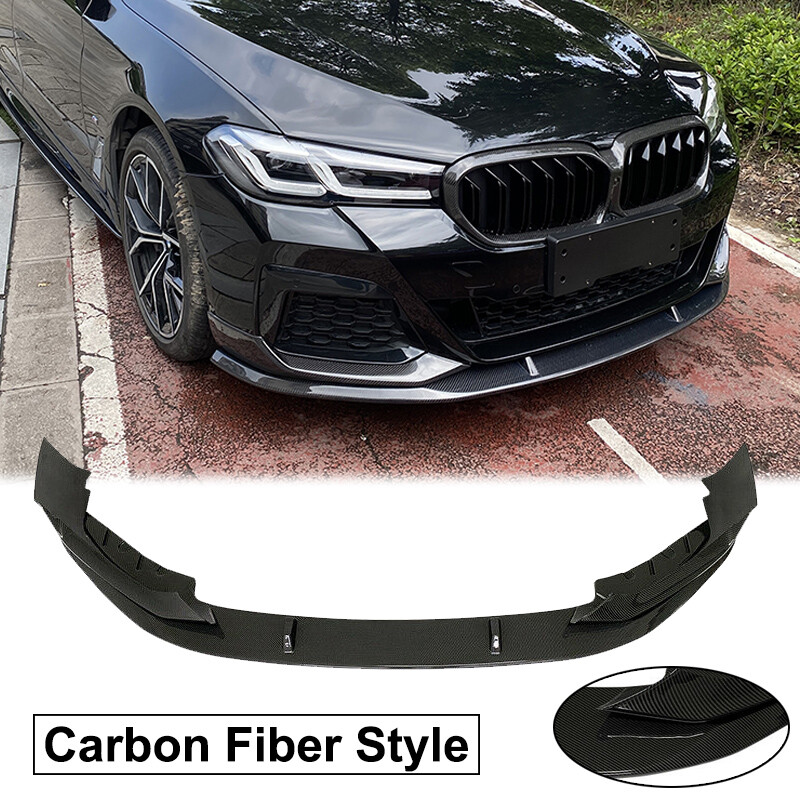 Front Bumper Lip For 2021-2023 BMW 5 Series G30 M Sport M550i Carbon Fiber Look