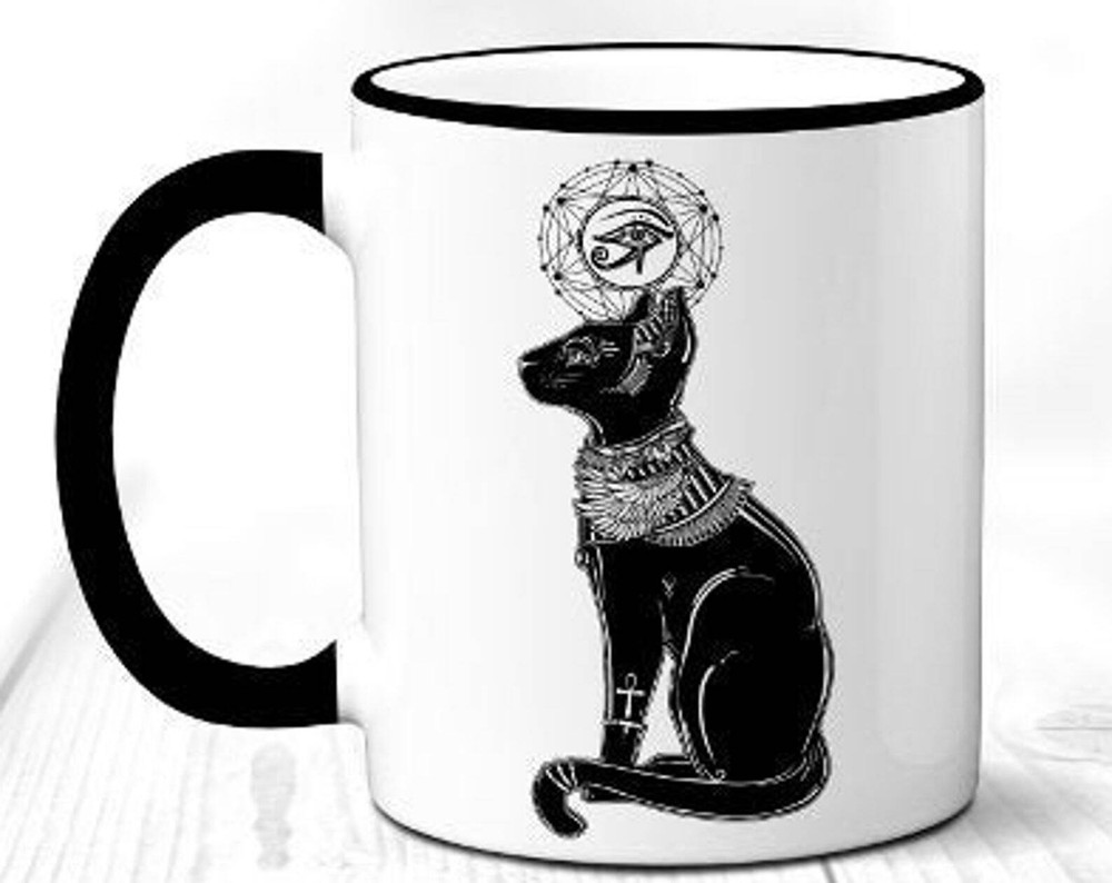 Egyptian Cat Coffee Mug Bastet Coffee Cup Egypt Goddess Eye Of Horus Sublimated