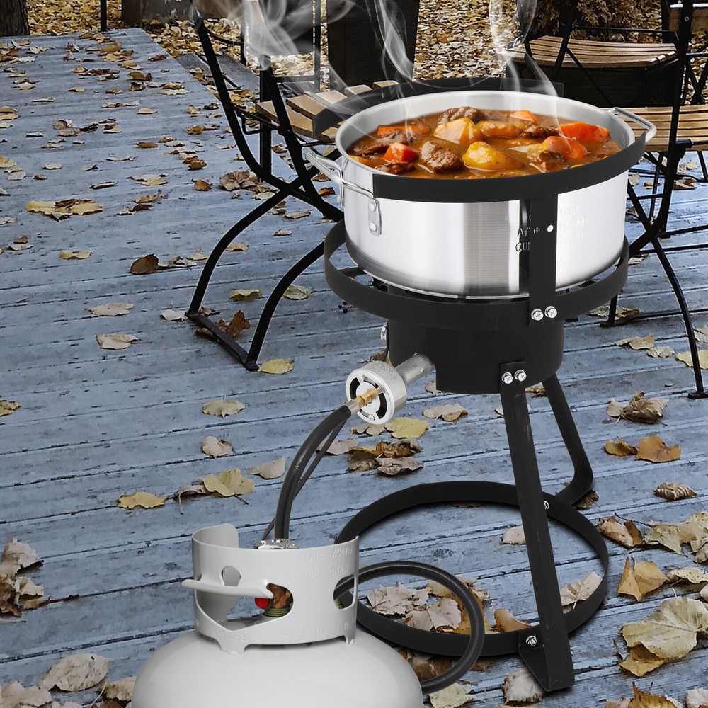 Outdoor Propane Deep Fryer with 10Qt Deep Fryer Pot Strainer Basket Steamer Kit