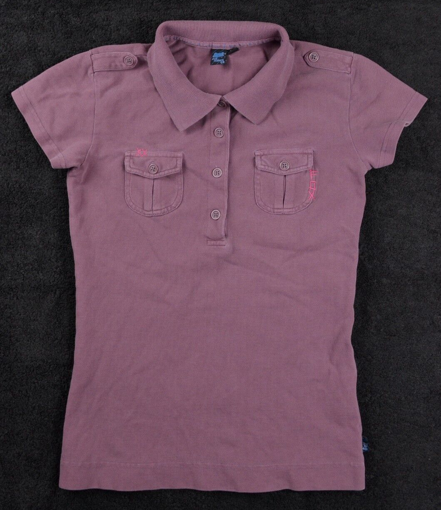 Fox Riders Co Shirt Womens Small Plum Pockets Polo Moto Racing Y2K