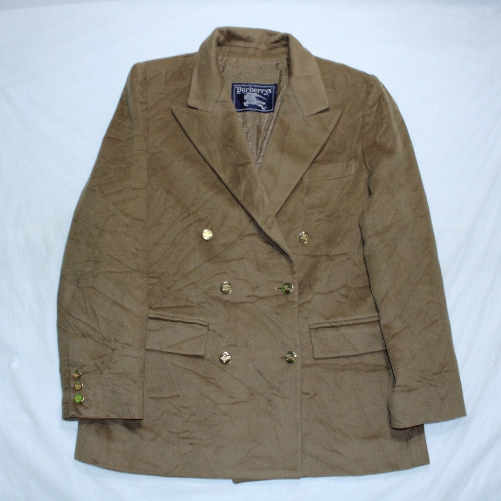 Burberry Vintage Cashmere Blend Blazer Womens Medium Brown Metal Buttons