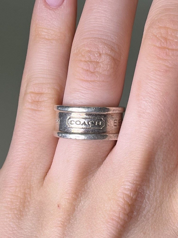 Vintage Coach EST 1941 Sterling Silver 925 Wide Band Ring, Sz 6