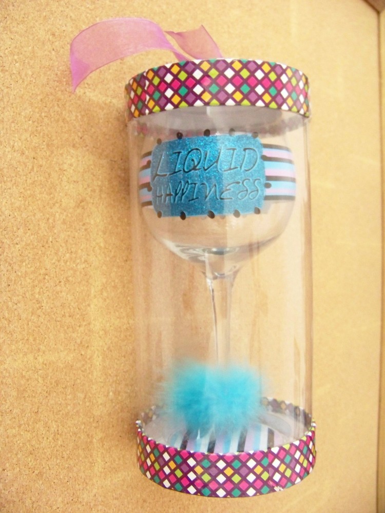 Minx Collector's 13 oz Wine Glass with Let it Pour Liquid Happiness Design