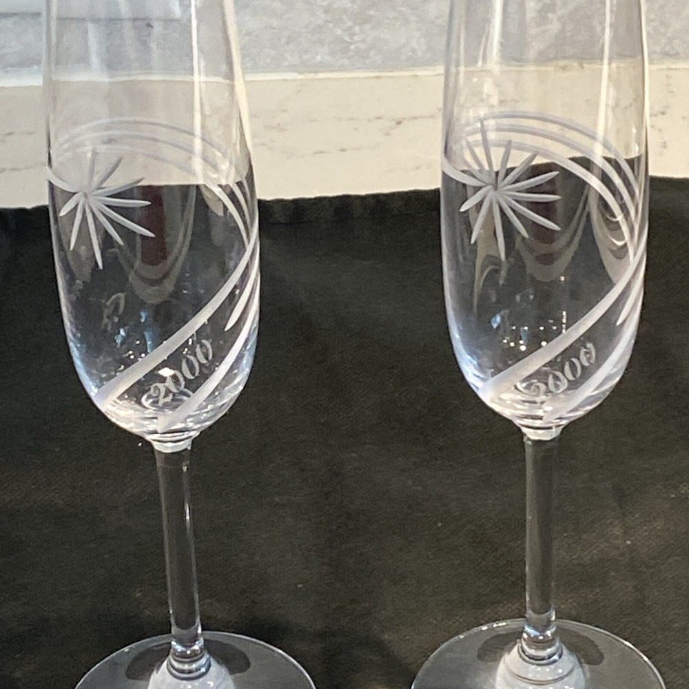 Waterford Marquis Millennium 2000 Elegant Champagne Flutes Pair