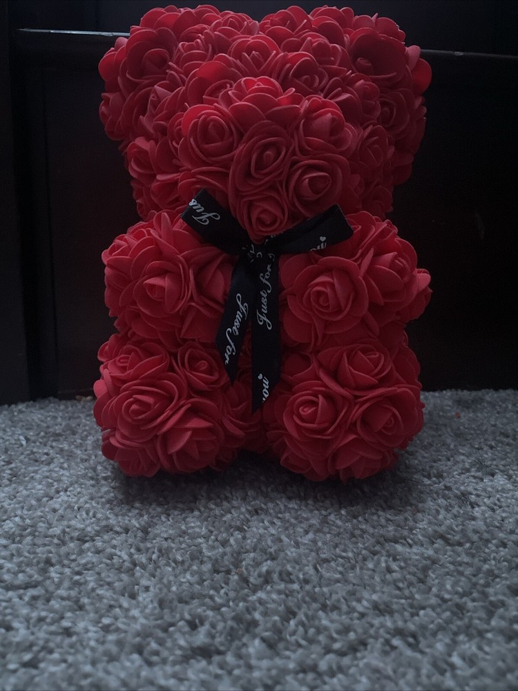 25cm Red Rose Teddy Bear Valentine's Day Gift Artificial Flower Decor  -image