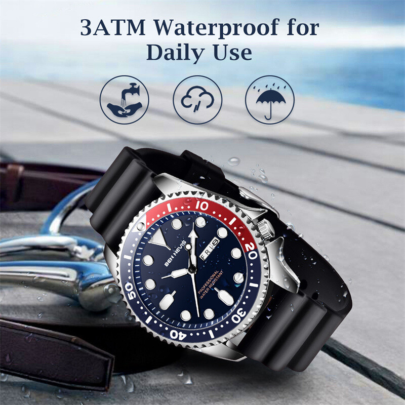 Men's Quartz Dive Watch Quartz Movement Waterproof Bezel Luminous
