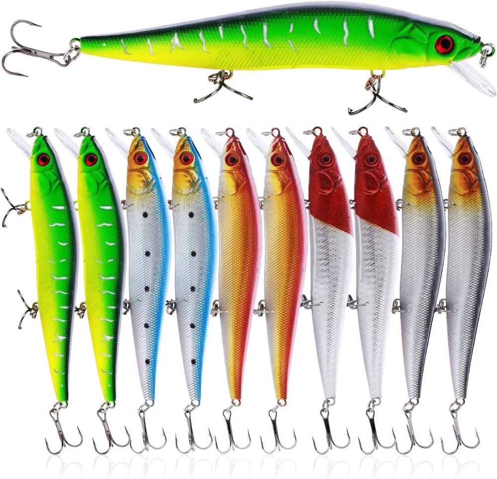 10 Nuevos Señuelos de Pesca de Minnow para Agua Fresca, Agua Salada