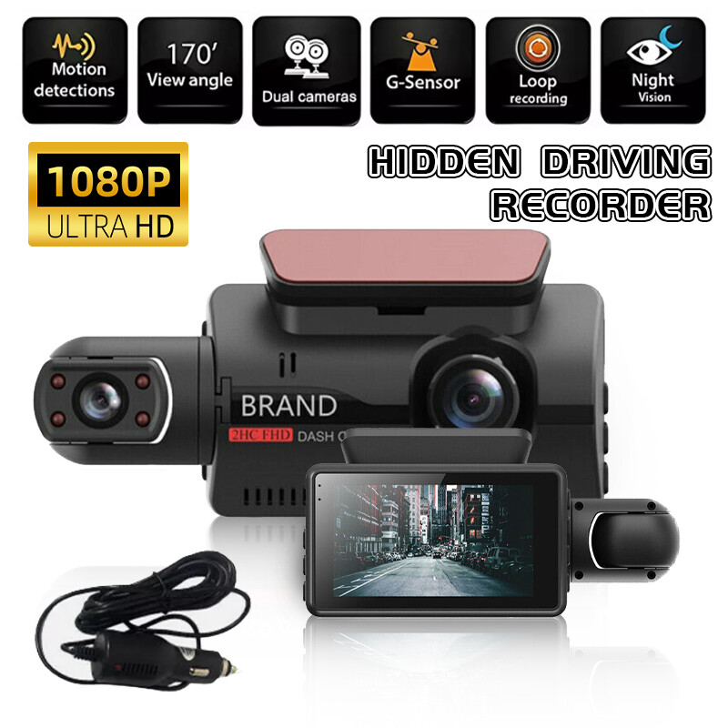 Car DVR 1080P Dash Cam Dual Lens Video Recorder G-Sensor Front and Inside Camera