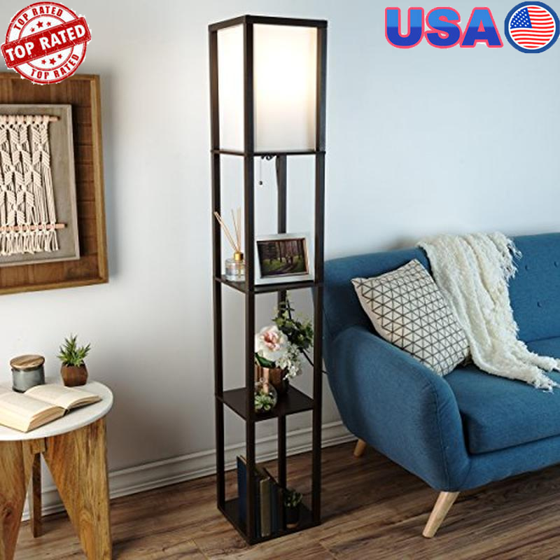 Etagere Floor Lamp W/ Shelves Storage Accent Lighting Energy Saving Solution New