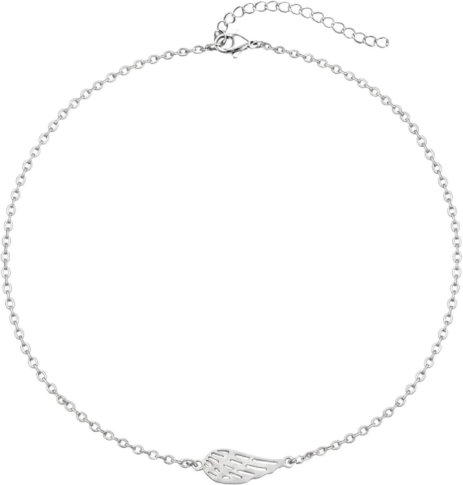 Stainless Steel Angel Wing Dainty Choker, Handmade Adjustable Layering Necklace