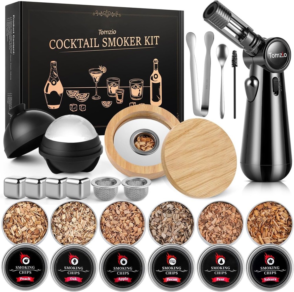 Premium Whiskey & Cocktail Smoker Set - Gift for Men with 20 Accessories