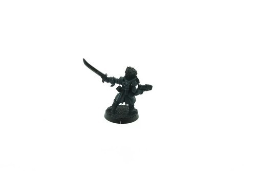 Vostroyan officer wielding power sword in Warhammer 40k