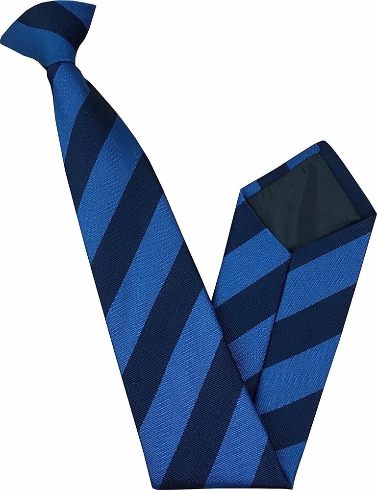 Men's Blue and Navy Stripe Clip-On Tie
