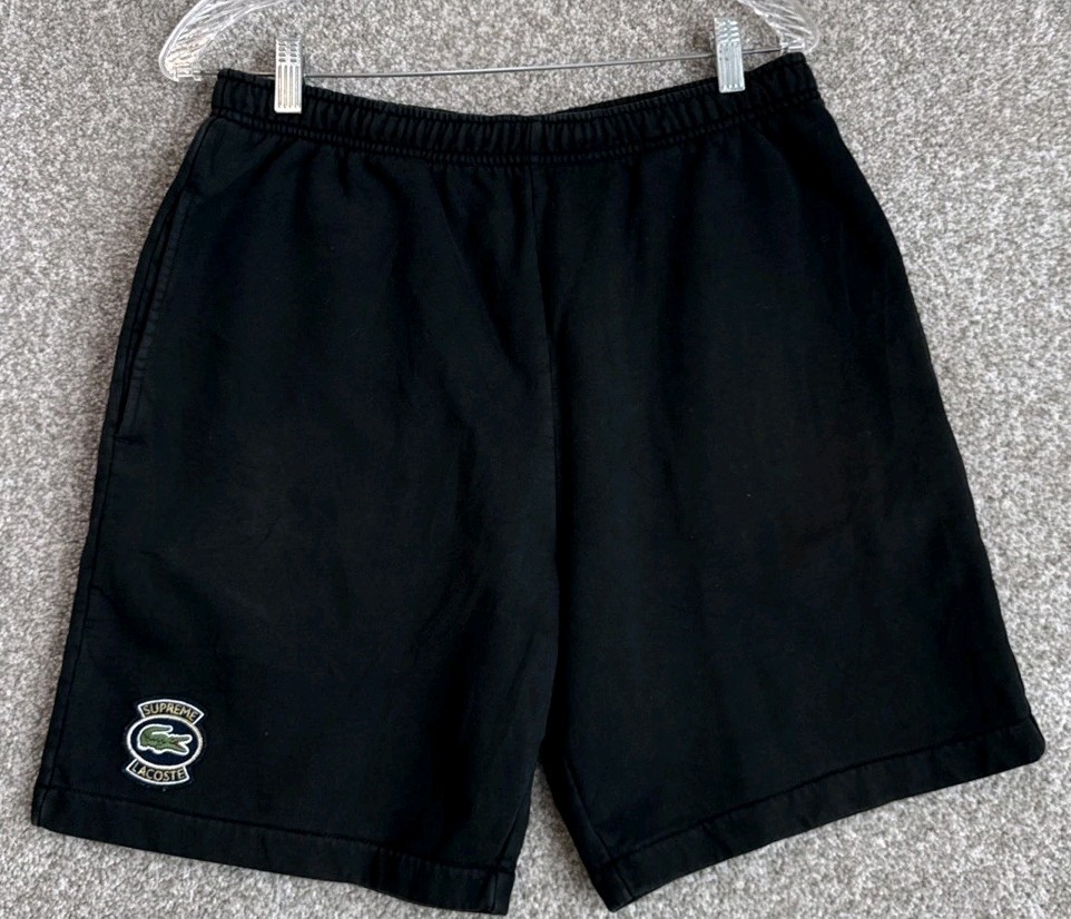 Supreme x Lacoste L!VE Mens Size Small Black Shorts Drawstring Cotton 7