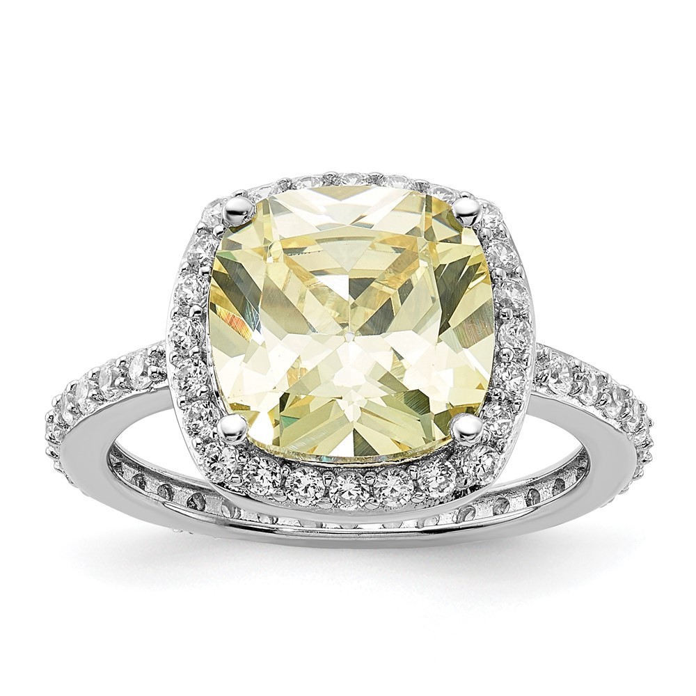 Sterling Silver Rose-cut Canary Yellow & White Cubic Zirconia Ring Size 6