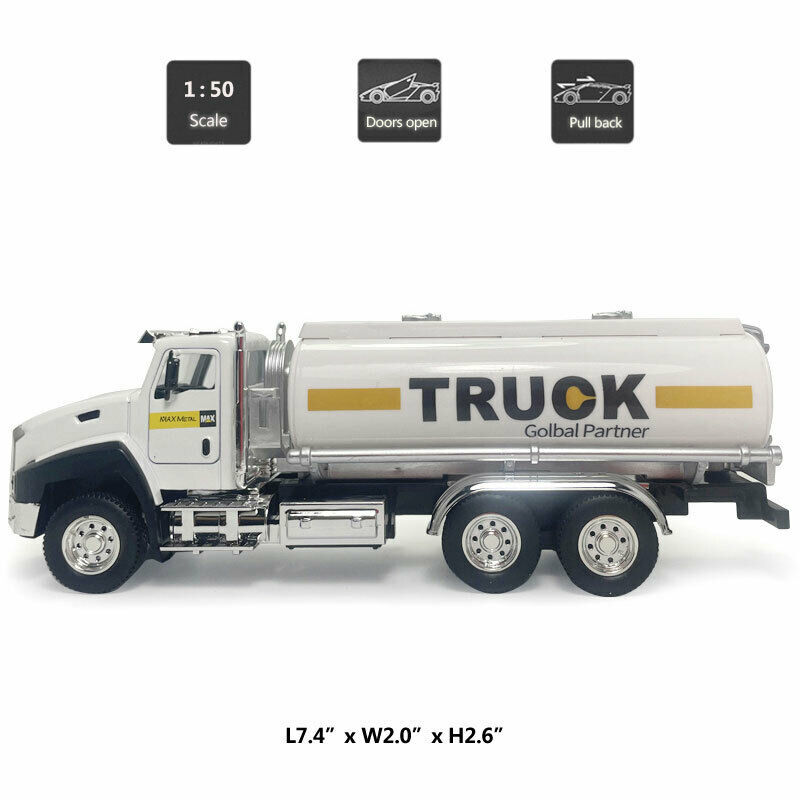1:50 Alloy+PC Tanker Trailer Truck Model Car Diecast Kids Toy Vehicle Pull Back