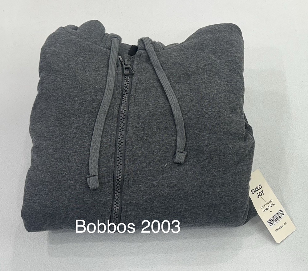 Euro Joy Men's Fleece Lined Full Zip Hoodie, Gray, Size L