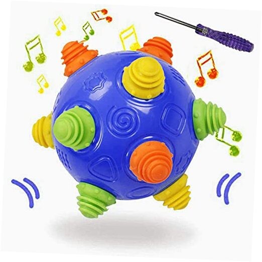 Interactive Toddler Music Shake Ball - Crawl, Bounce, Dance in Navy Blue