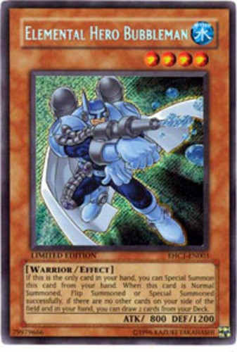 Lightly Played Yu Gi Oh Elemental Hero Bubbleman EHC1-EN003 Secret Rare English Card