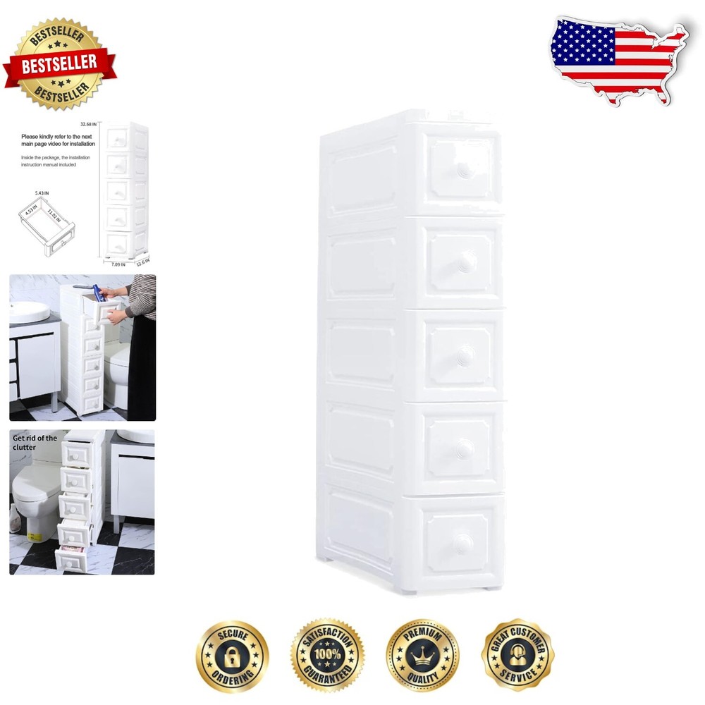 Lightweight Mobile Bathroom Storage Cart - 5-Tier Design for Easy Access