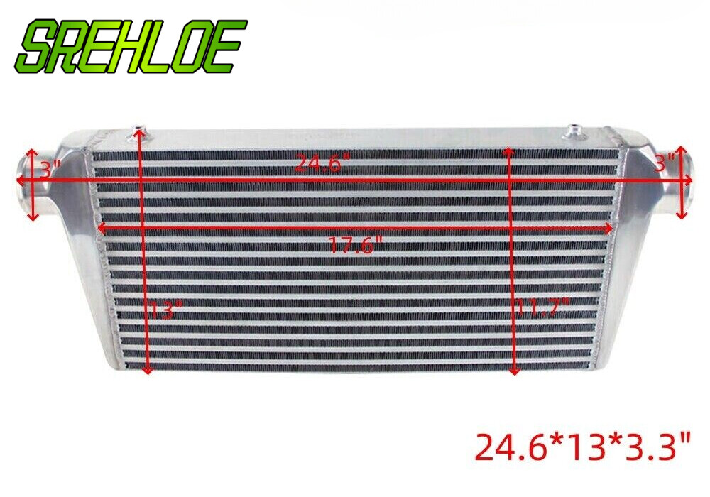 25x13x3 Inch Universal Aluminum FMIC Front Mount Intercooler with 3 Inch Inlet Outlet