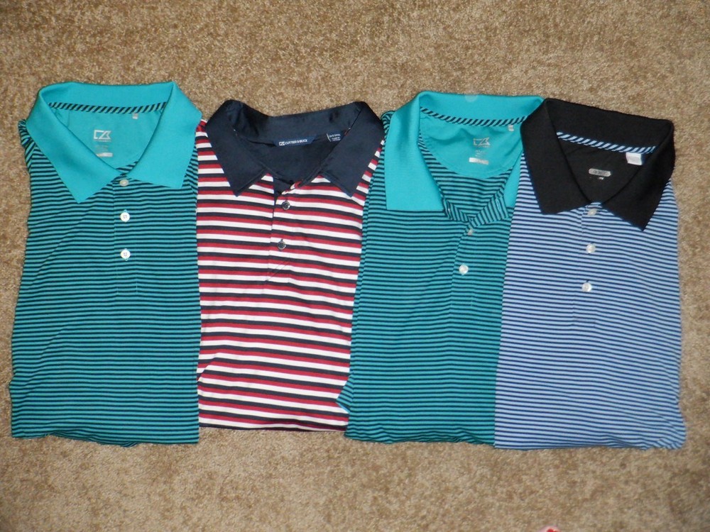 Lot of 4 Men's CB CUTTER & BUCK CB DRYTEC Sz 3XT Tall Short Sleeved Polo Shirts