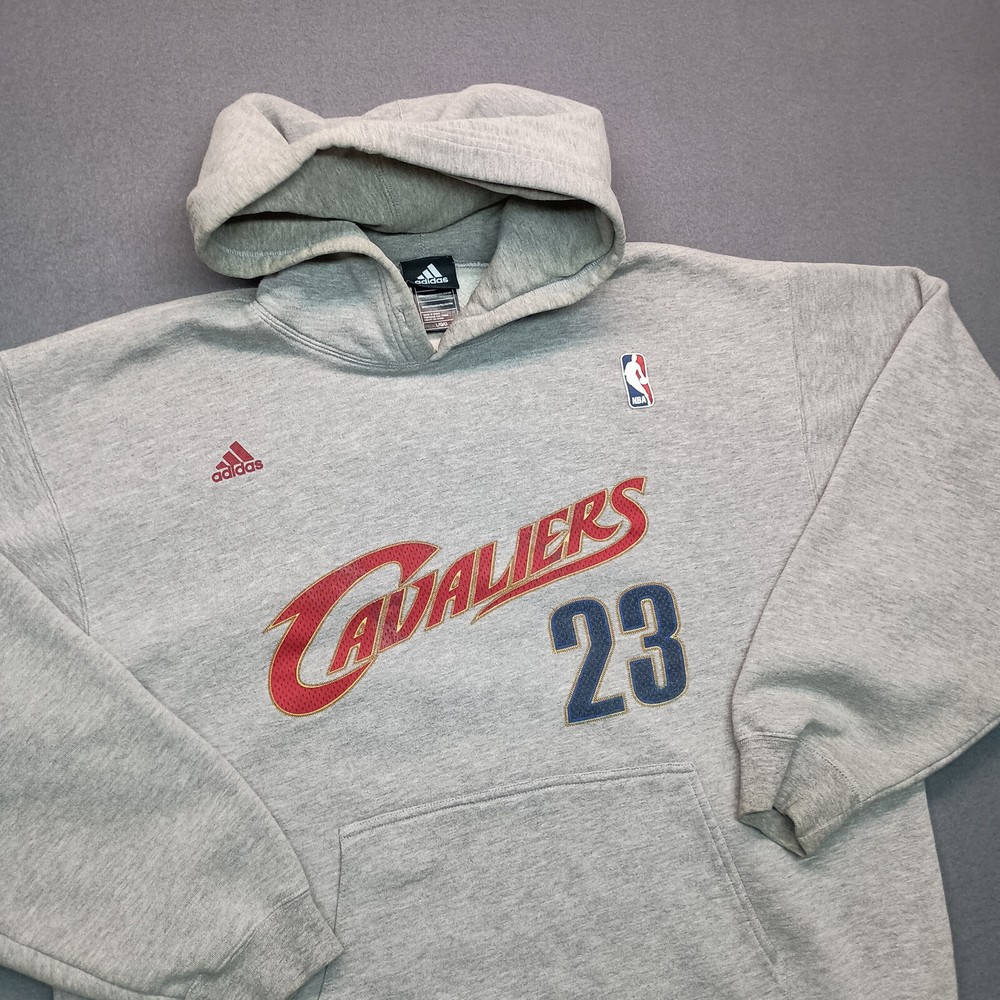 Adidas Lebron James Hoodie Mens Large Gray Sweatshirt #23 Cleveland Cavaliers