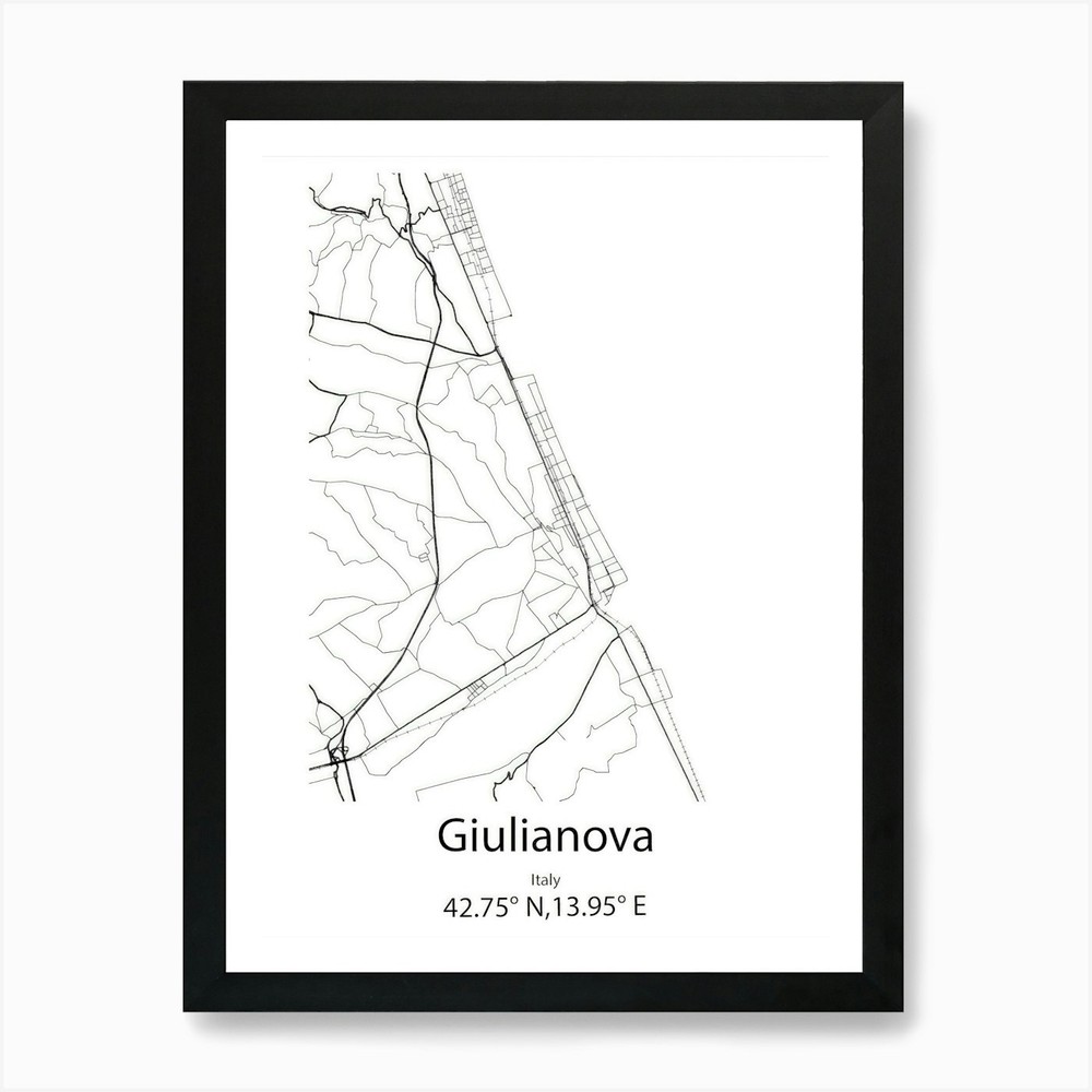 Giulianova,Italy Minimalist Map Art Framed Wall Art Poster Canvas Print Picture