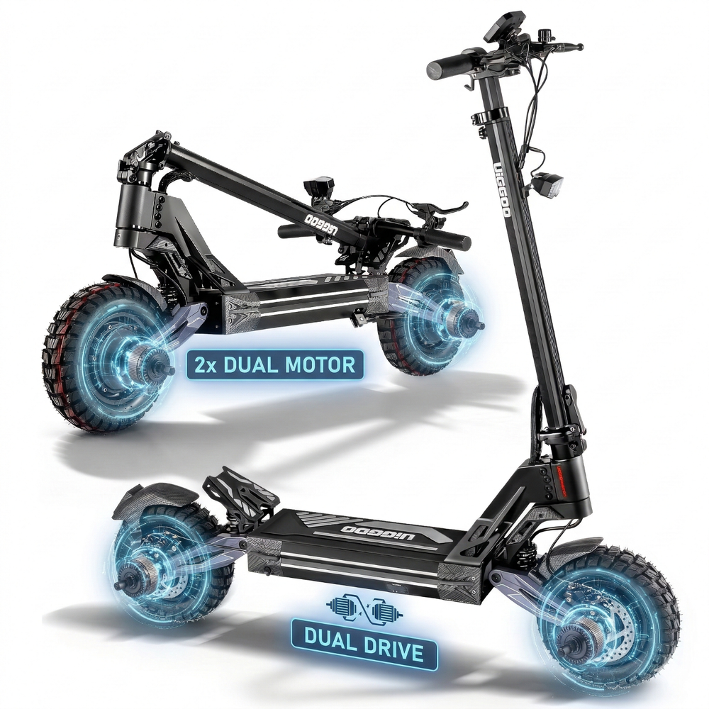 Dual Motor Electric Scooter for Adults 42Miles 45MPH 4000W 11''Off-Road Escooter