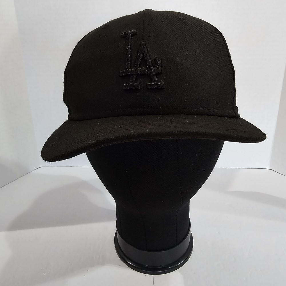 9Fifty New Era LA Dodgers Trucker Snapback Hat LA Emblem Black Wool READ