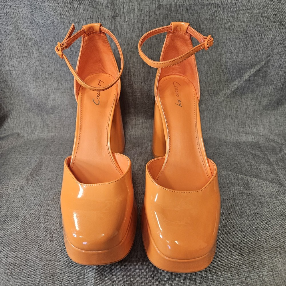 Sam Edelman Rosa Orange Platform Ankle Strap Pump Size 7.5 Medium
