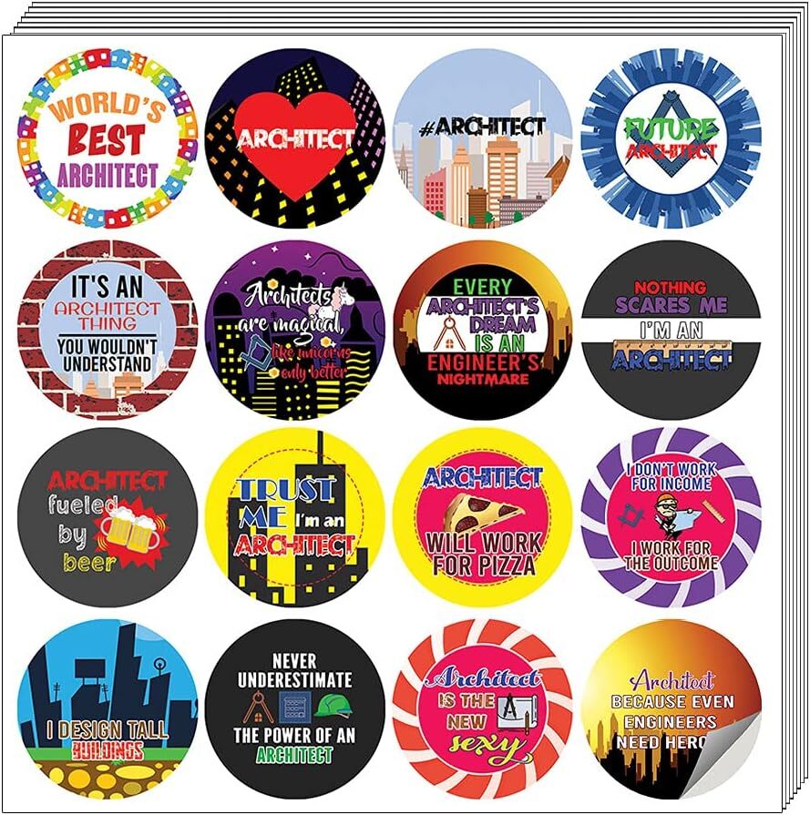 Professional Architect Stickers 5 Sets with 16 Unique Designs