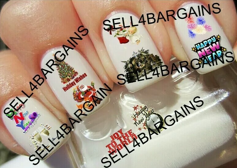 👀 Sale》Merry Christmas and Happy New Year》10 Different Designs》Nail Art Decals-image