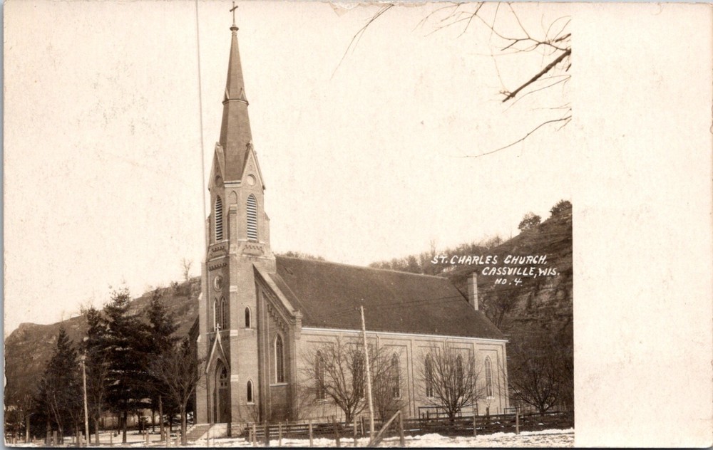 Cassville Wisconsin Historic St. Charles Church Religion Parish 1908       23388