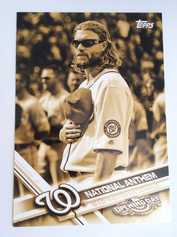 2017 Topps Opening Day Jayson Werth 5x7 Gold National Anthem Card Nationals 02/10