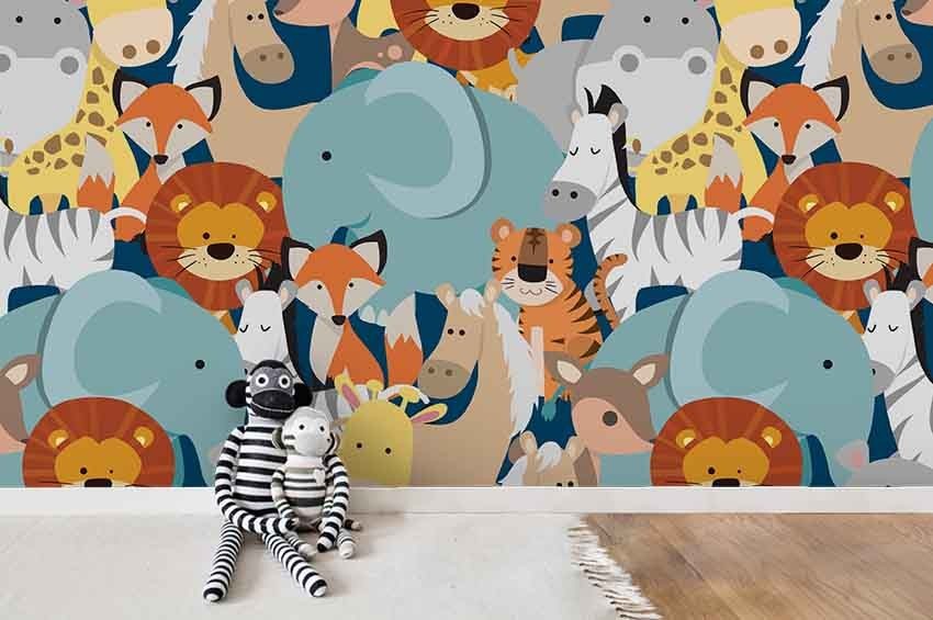 3D Animal Watercolor Wall Murals Wallpaper Murals Wall Sticker
