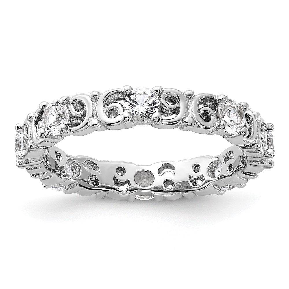 925 Sterling Silver Stackable Expressions Lab Created White Sapphire Ring Size 9
