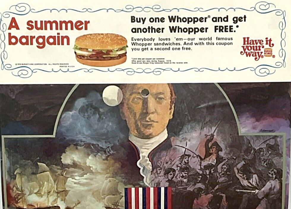 1976 Burger King Bicentennial Whopper Coupon Calendar Vintage Promo Ad-image