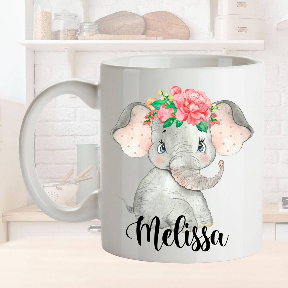 Custom Elephant Cup L Floral Elephant Gift For Women L For Birthday Christmas