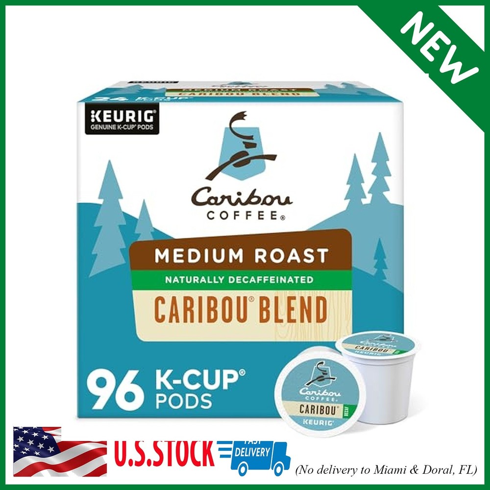 4 Caribou Blend Decaf K-Cup Pods for Keurig - Medium Roast