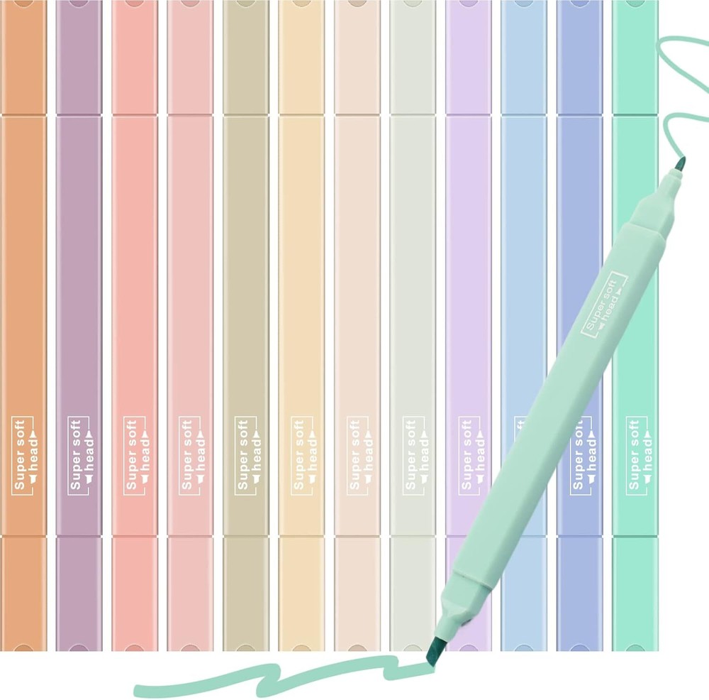 12 Pcs Pastel Highlighters Bible and Pens no Bleed Cute Markers...