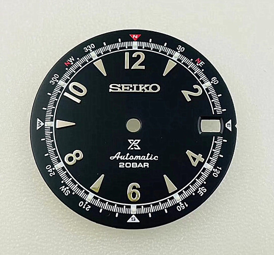 New Retro Pilot digital black dial Green Lum fit SKX007 7S26 NH35/4R 28.5mm