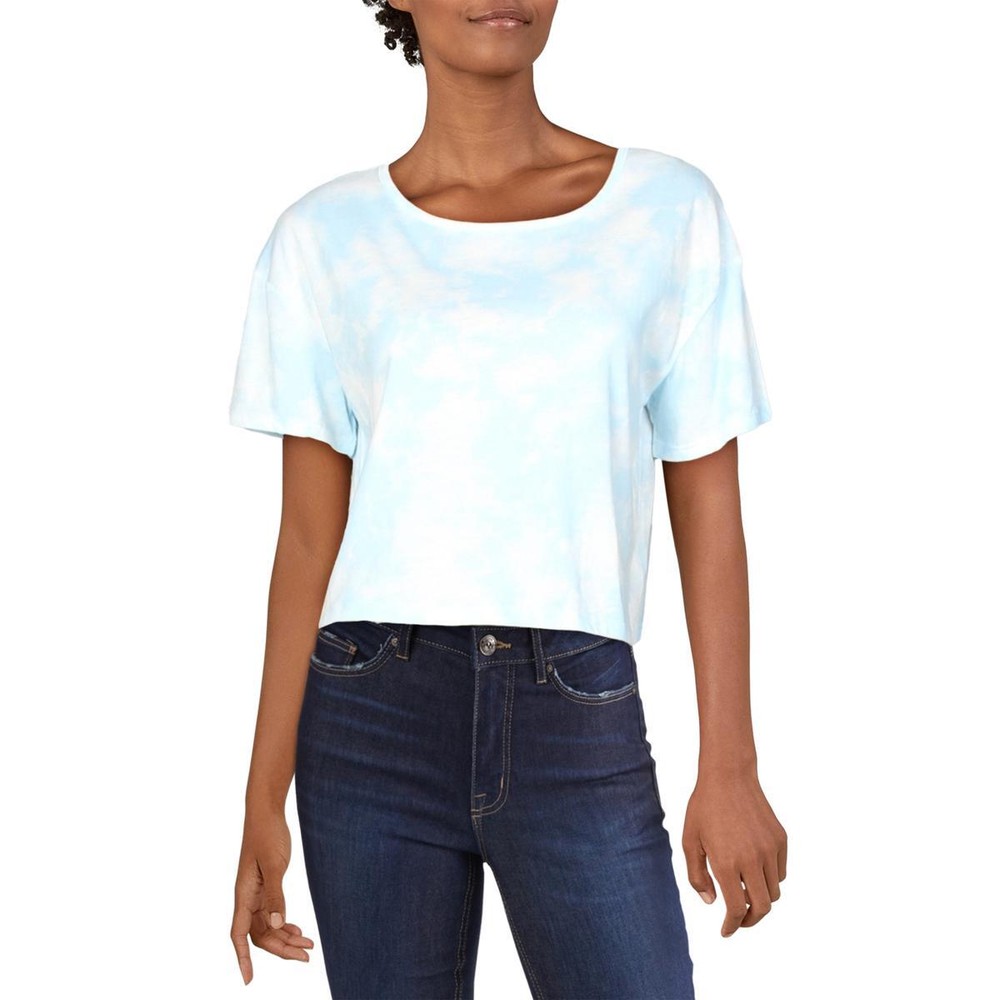 Alternative Womens Blue Crewneck Tie Dye Tee T-Shirt Top S  3568