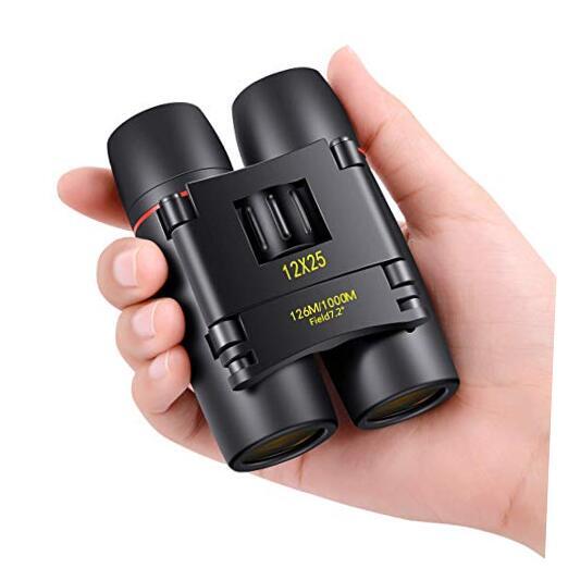 Small Pocket Binoculars Compact Adults,Mini Kids Binoculars Boys 12X25 Black