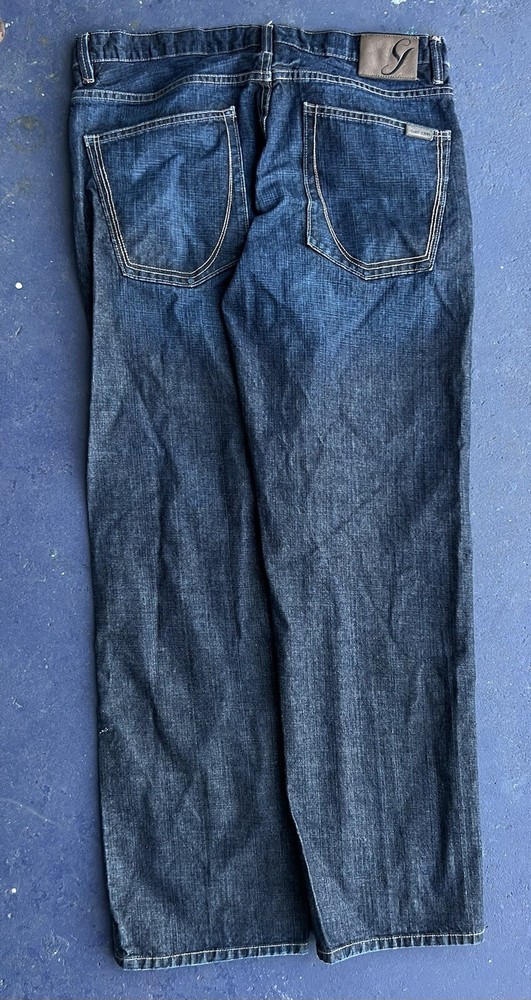 Sean John Garvey Dark Wash Wide Leg Baggy Jeans 37W Grunge Skate Rave Style