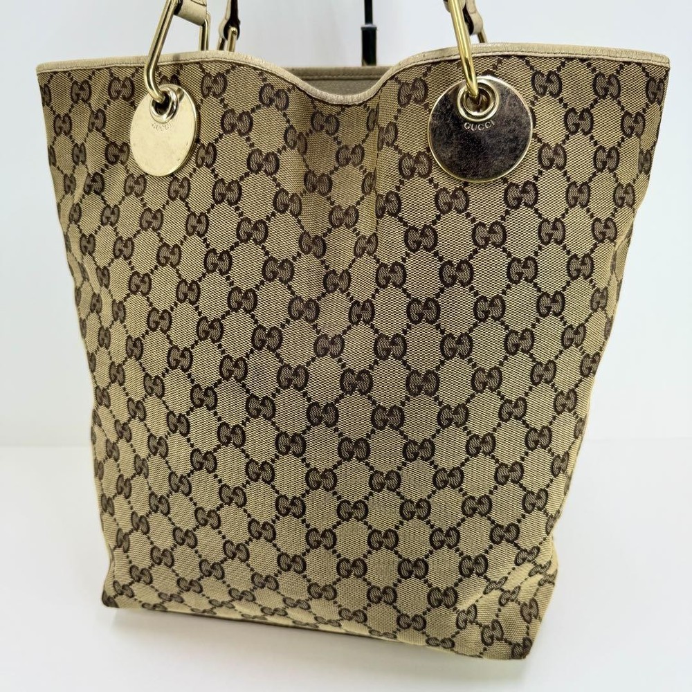 Gucci GG Canvas Large Tote Shoulder Bag in Vintage Brown 327