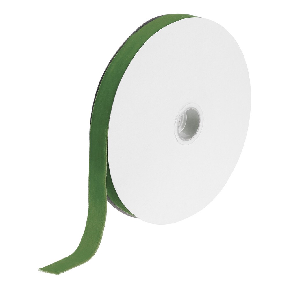 Velvet Ribbon 3/4 Inch x 25 Yard Single Face Spool Silky Fabric Green
