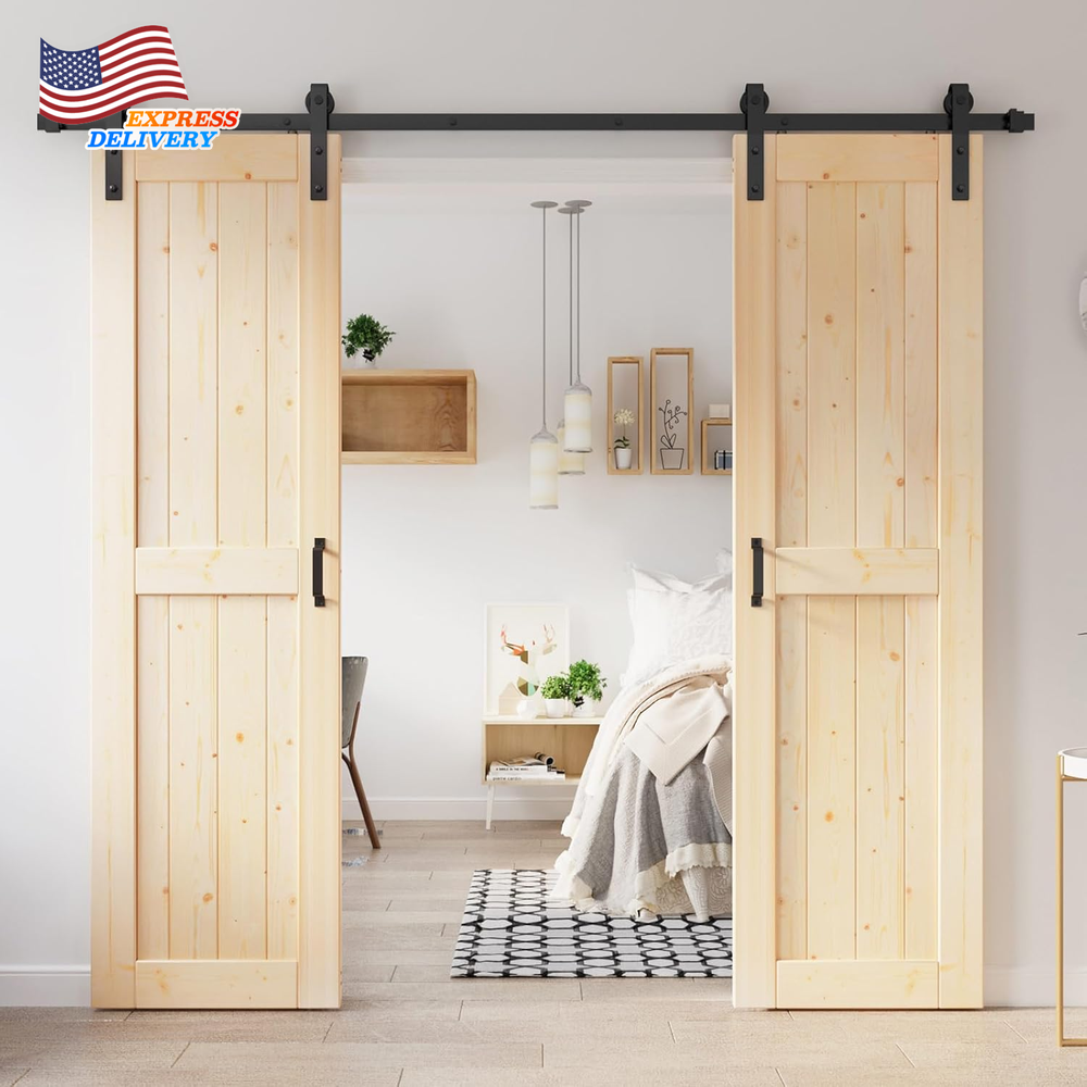 48X84 Inch DIY Sliding Barn Door with 8Ft Hardware Kit Easy Assembly