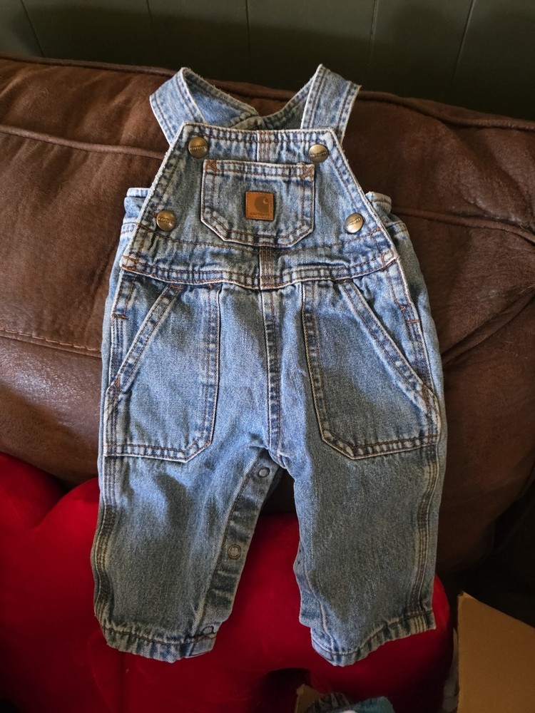 3 Month Carhartt Denim Overalls Baby 3 Months Blue Jeans (UNISEX)
