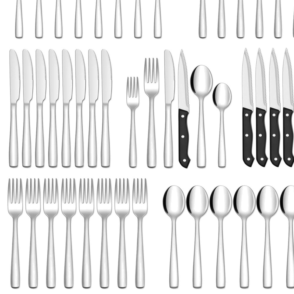 72-Piece Silverware Set Includes Steak Knives and Spoons – Perfect for Family Dining and Gatherings